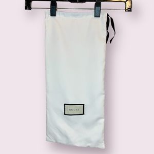 Gucci Satin Dust Bag With Drawstring Gray & Black Logo